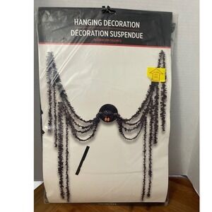 Halloween Hanging Spider Decoration 12ft Black Garland Spooky Party Decor NEW